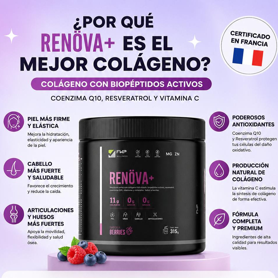 Colágeno Renöva+ con biopéptidos activos